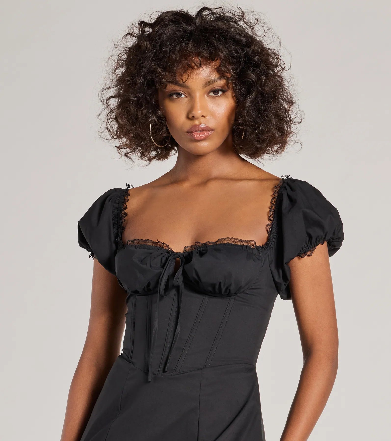 Flawless Puff Sleeve Corset Midi Dress - Image 3
