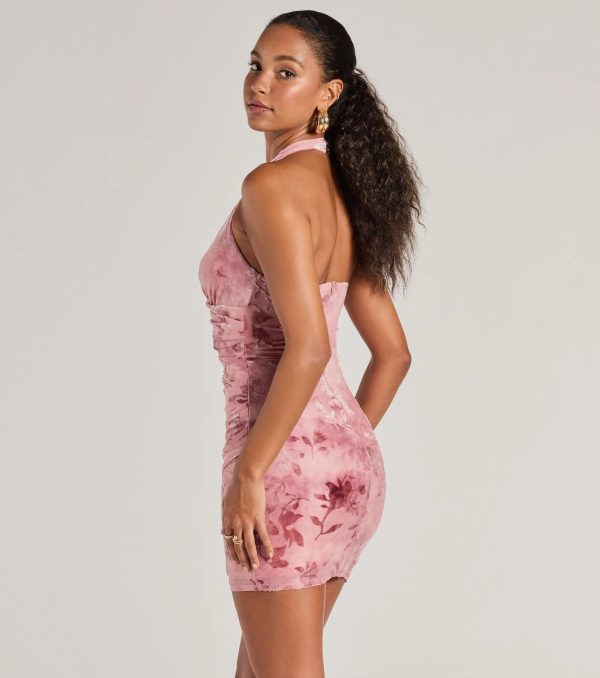 Decadent Mood Halter Cowl Velvet Mini Dress - Image 2