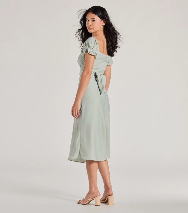 Sure To Adore Puff Sleeve A-Line Midi Dress - Image 2