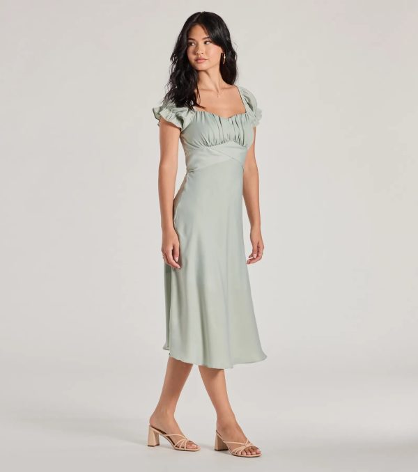 Sure To Adore Puff Sleeve A-Line Midi Dress - Image 4