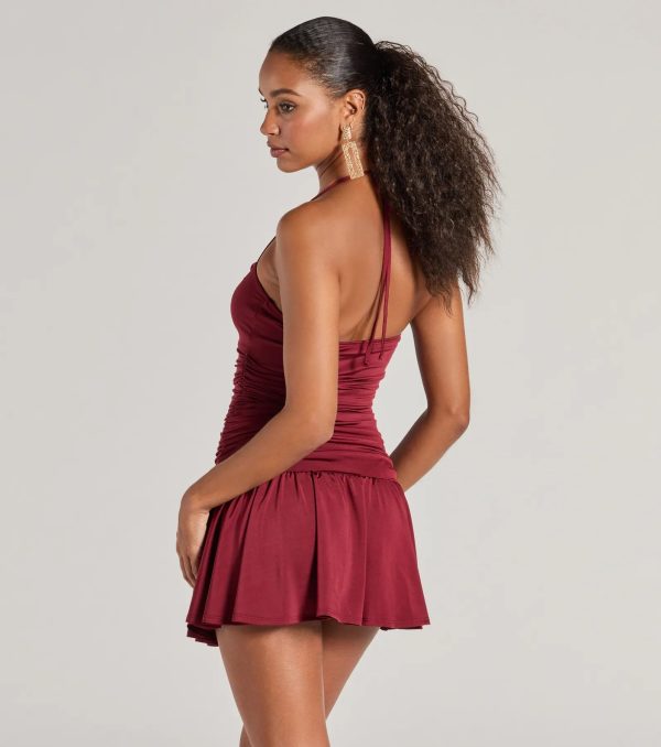 Flirty Flair Ruched Drop Waist Skater Dress - Image 2