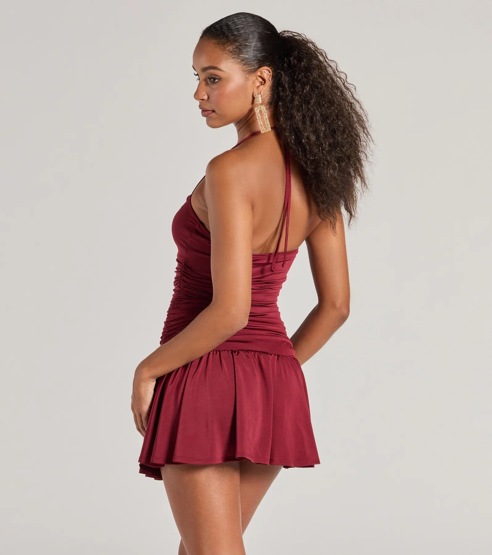 Flirty Flair Ruched Drop Waist Skater Dress - Image 2