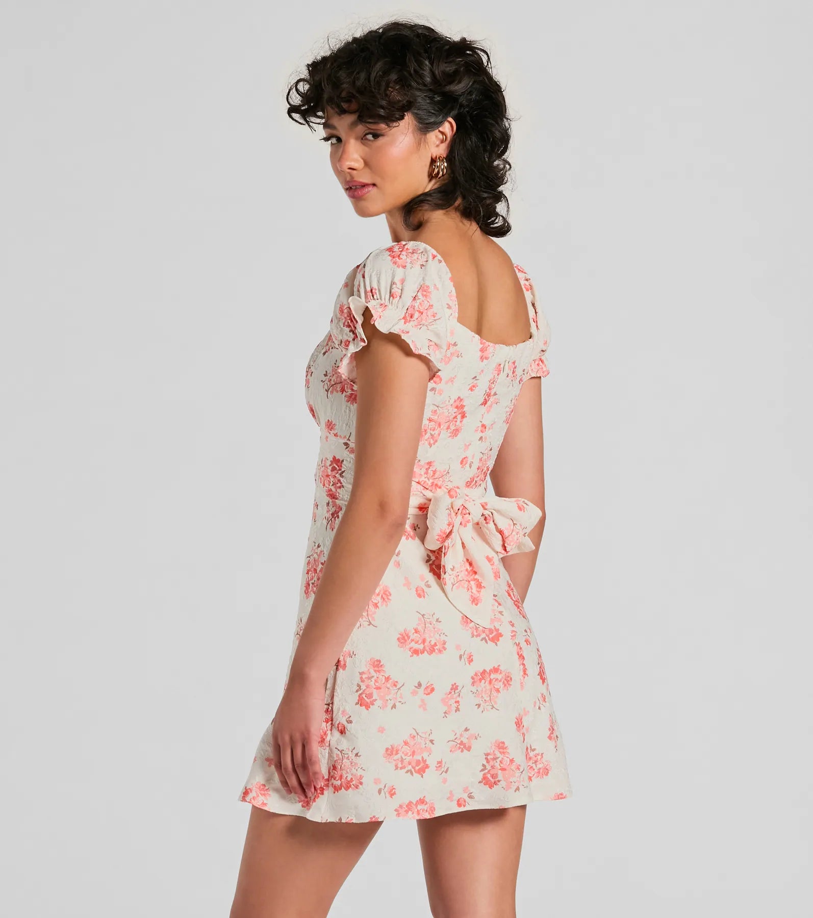Sure To Adore Puff Sleeve A-Line Short Floral Dress - Image 2