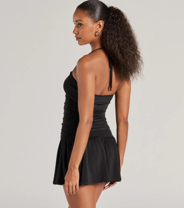 Flirty Flair Ruched Drop Waist Skater Dress - Image 6
