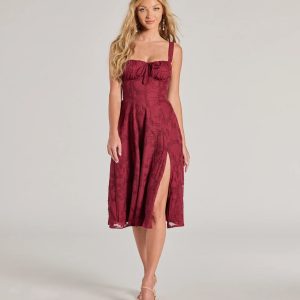 Delightful Impact Corset Slit Chiffon Midi Dress