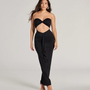 Perfect Always Strapless Cutout Ruffle Maxi Dress