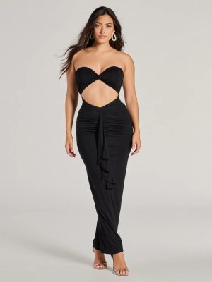 Perfect Always Strapless Cutout Ruffle Maxi Dress