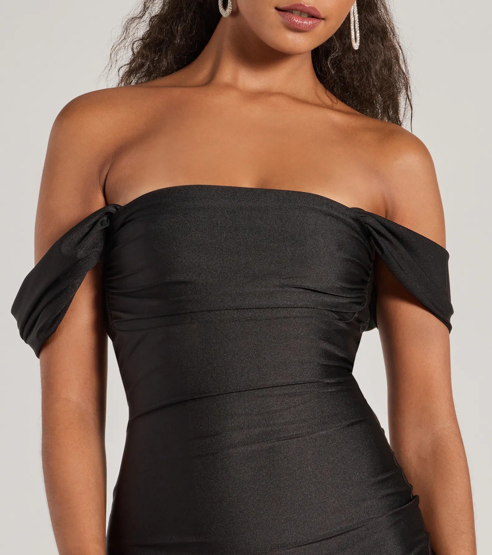 Exceptional Off-The-Shoulder Flared Midi Dress - Image 7
