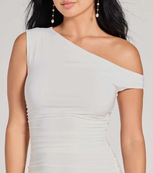 Easily Sultry Off-Shoulder Ruched Midi Dress - Image 3
