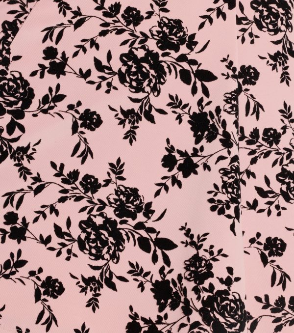 Charming Demure Flocked Velvet Floral Skater Dress - Image 4
