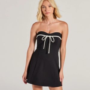 Unforgettable Cutie Bow A-Line Ponte Mini Dress