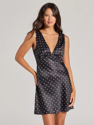 Spotted You V-Neck Polka Dot A-Line Mini Dress