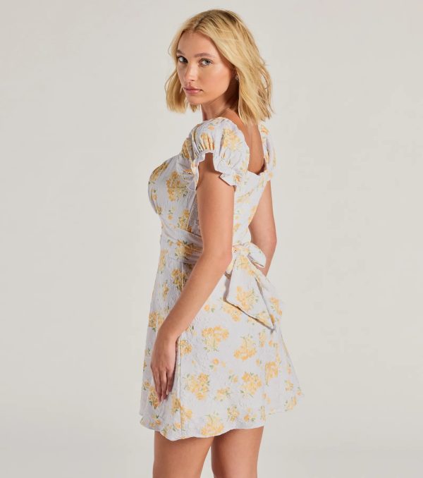 Sure To Adore Puff Sleeve A-Line Short Floral Dress - Image 6