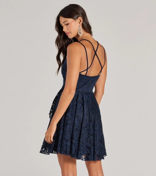 Icing On The Cake V-Neck Lace Skater Dress - Image 2