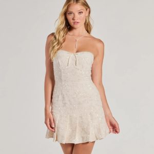 Charming Radiance Drop Waist Sequin Mini Dress