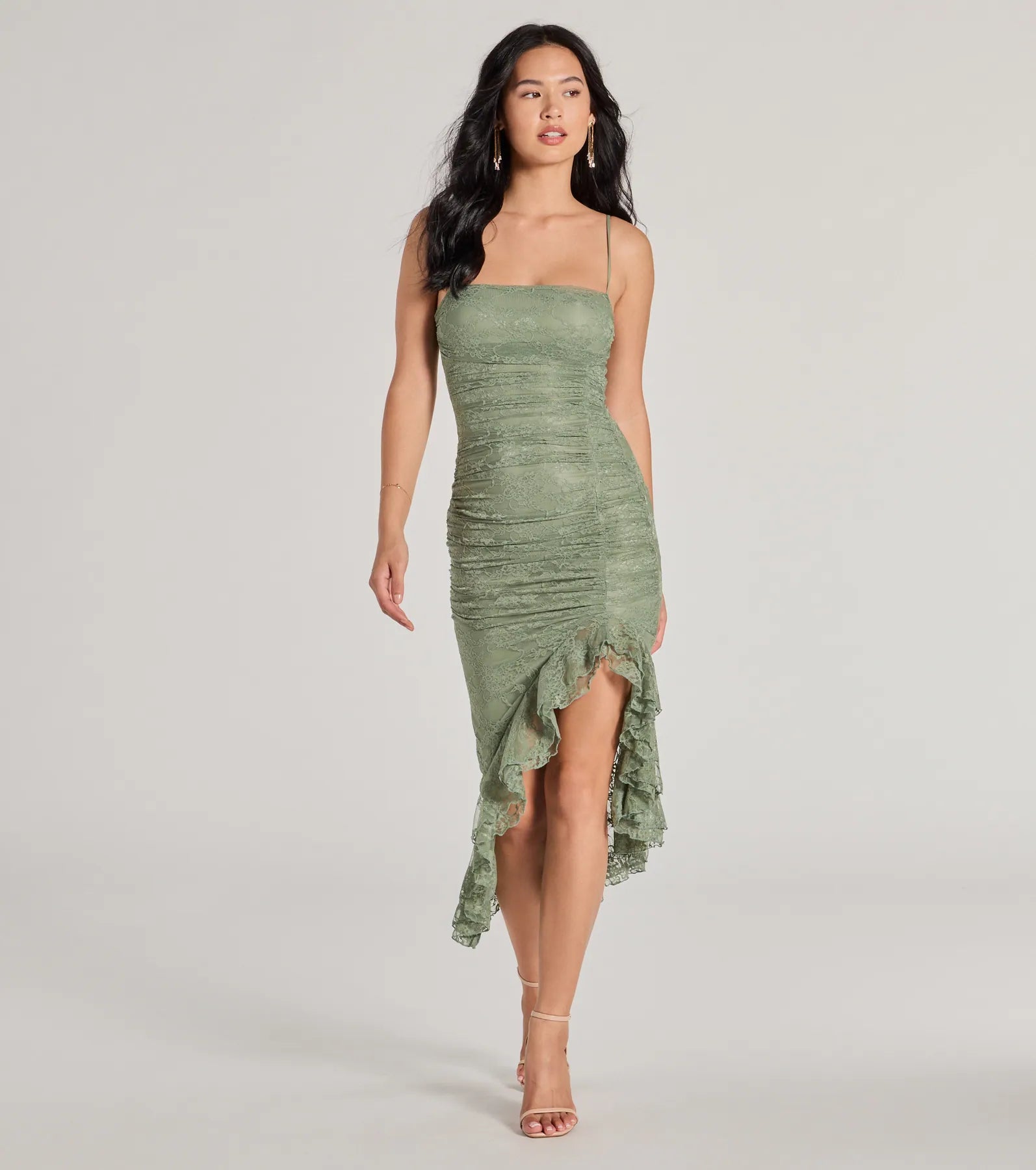 Enchanted Moment Floral Ruffled Lace Midi Dress - Image 2