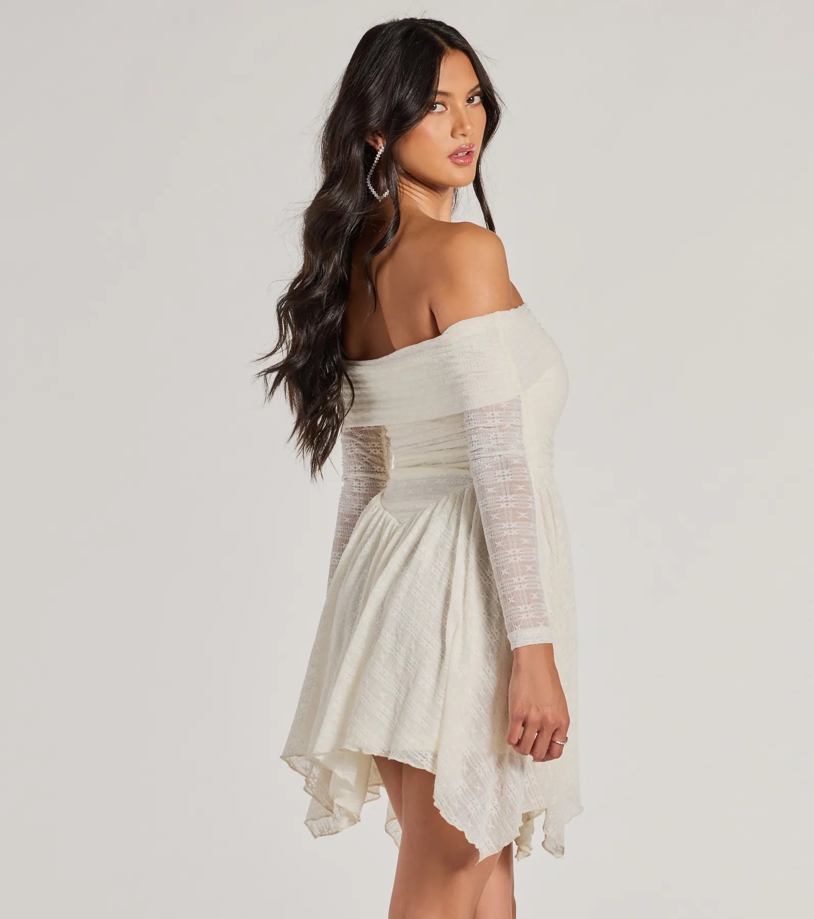 Bohemian Chic Lace Off-The-Shoulder Skater Dress - Image 2