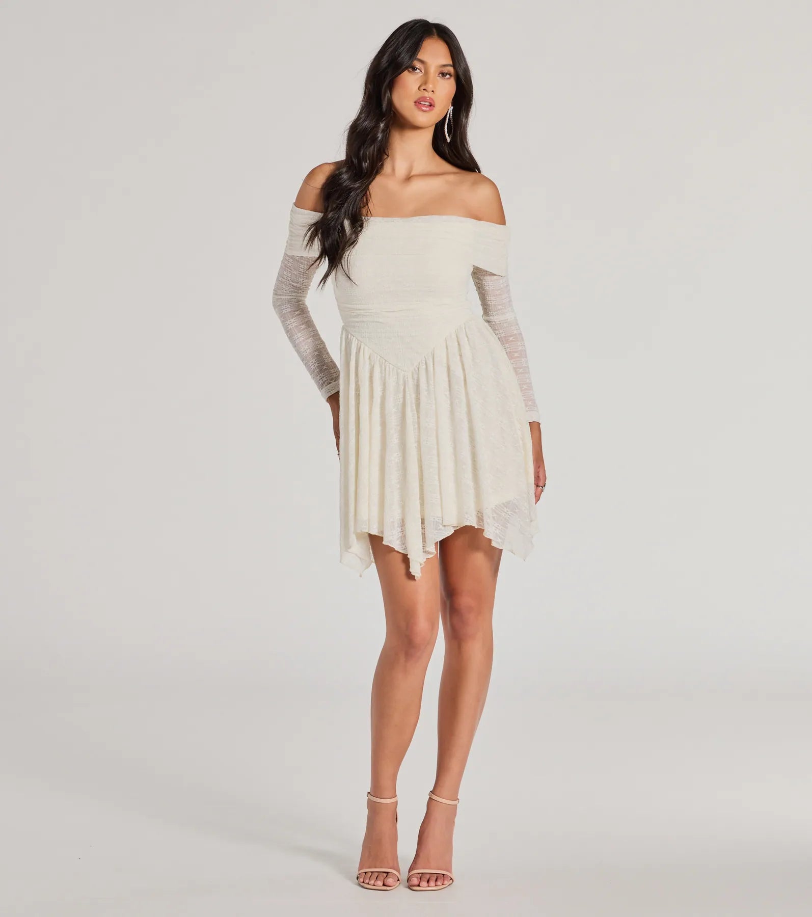 Bohemian Chic Lace Off-The-Shoulder Skater Dress - Image 3