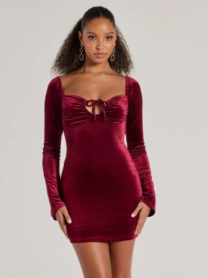 Season Of Splendor Long Sleeve Velvet Mini Dress