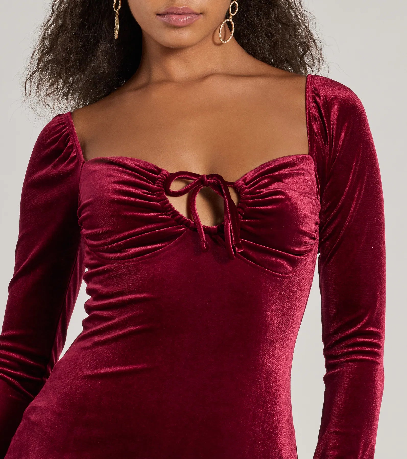 Season Of Splendor Long Sleeve Velvet Mini Dress - Image 4