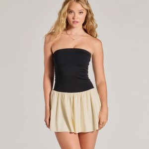 On-Trend Vibe Strapless Drop Waist Skater Dress