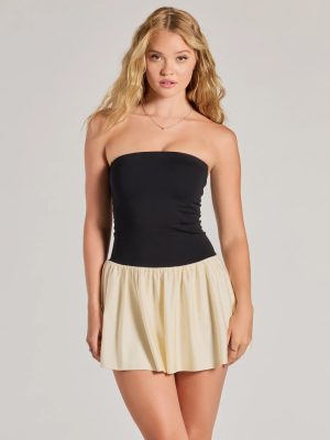 On-Trend Vibe Strapless Drop Waist Skater Dress