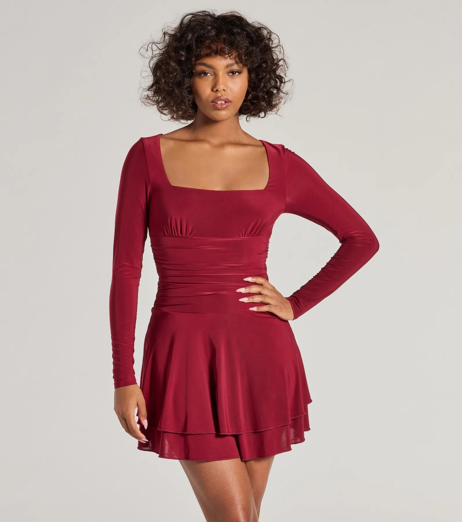 Forever Sweet Long Sleeve Drop Waist Skater Dress - Image 3