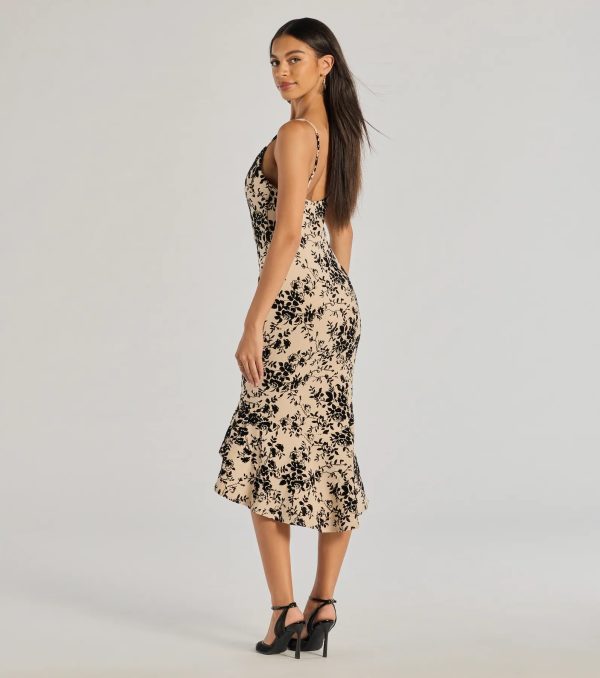 In The Garden Floral Velvet Midi Dress - Image 10