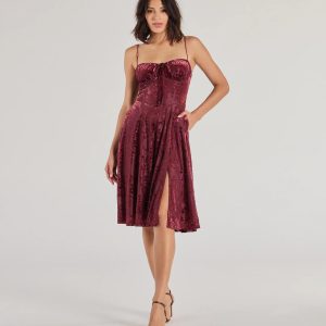 Floral Beauty Velvet Flocked Mesh Midi Dress