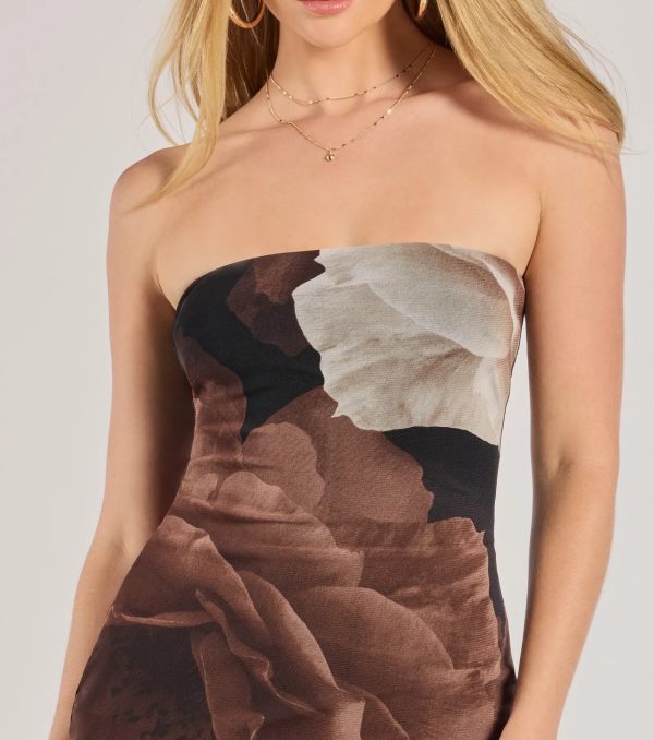 Grandeur Blooms Strapless Slit Floral Maxi Dress - Image 7