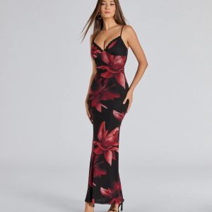 Blooming Beauty Floral Print Mesh Maxi Dress