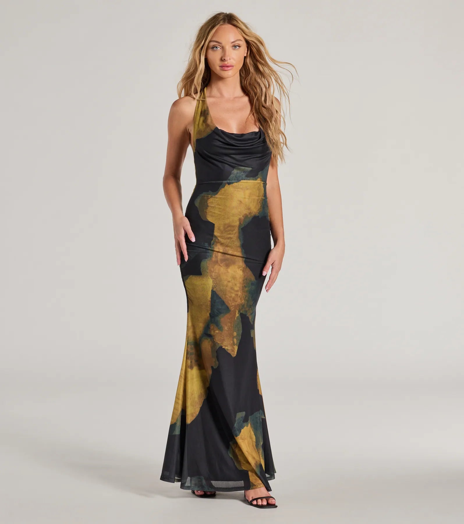 Work Of Art Abstract Marble Print Maxi Dress - Image 4