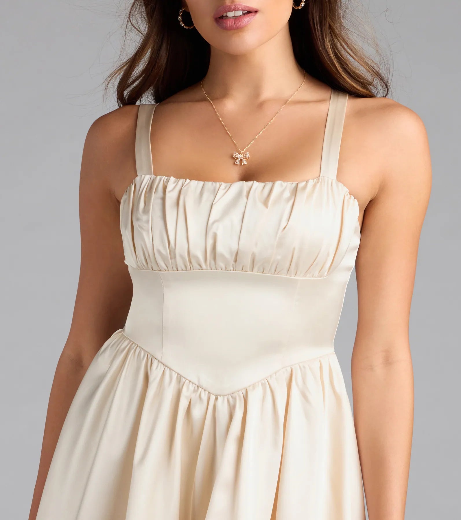 Crowd Pleaser Satin Skater Dress - Image 4