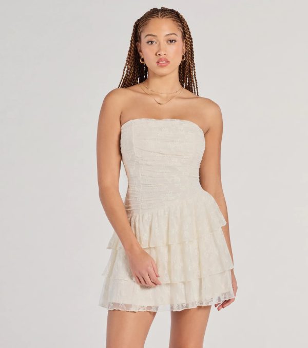 Lovely Nights Strapless Lace Ruffle Skater Dress - Image 6