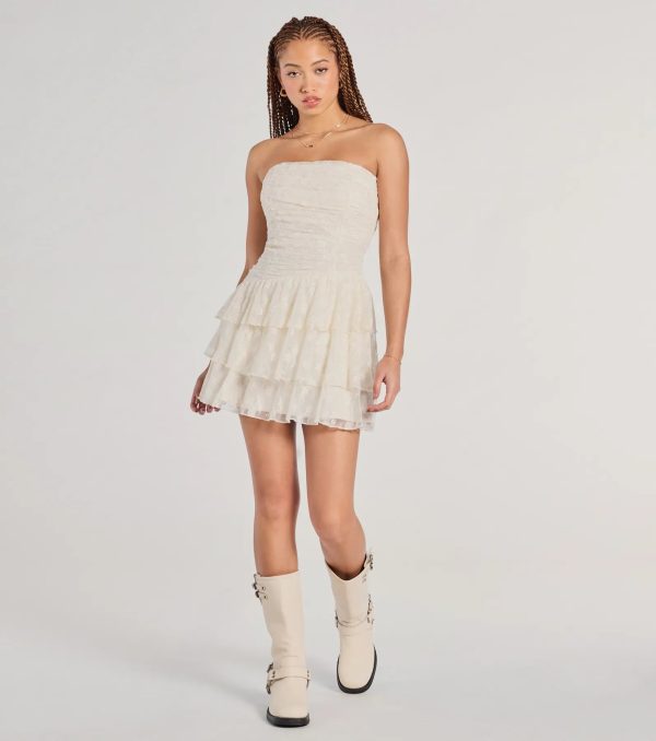 Lovely Nights Strapless Lace Ruffle Skater Dress - Image 8