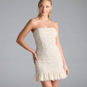Romance Dreamer Strapless Bodycon Lace Mini Dress