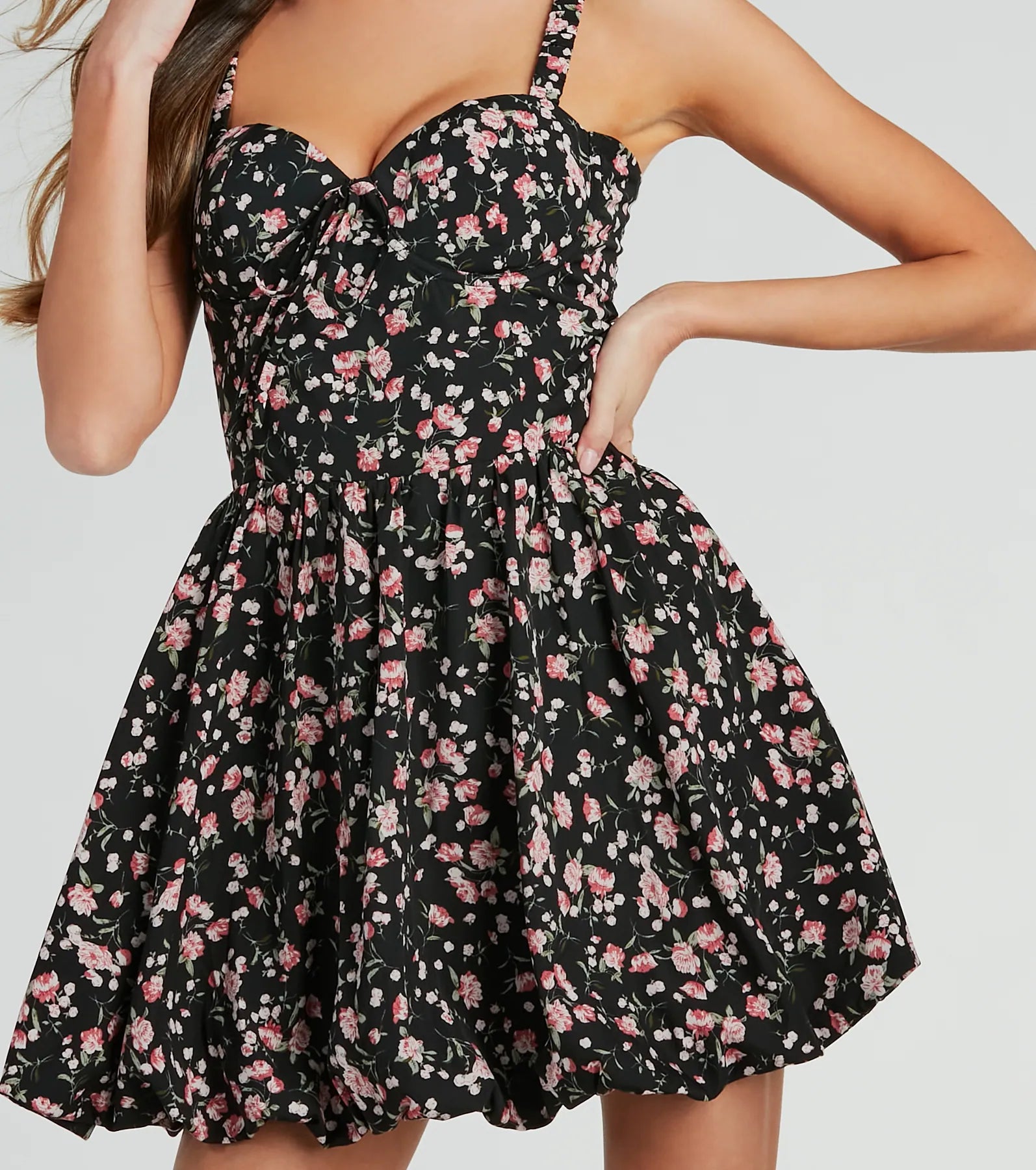 Spring Has Sprung Floral Bubble Hem Skater Dress - Image 4