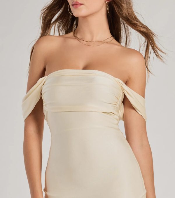 Exceptional Off-The-Shoulder Flared Midi Dress - Image 15