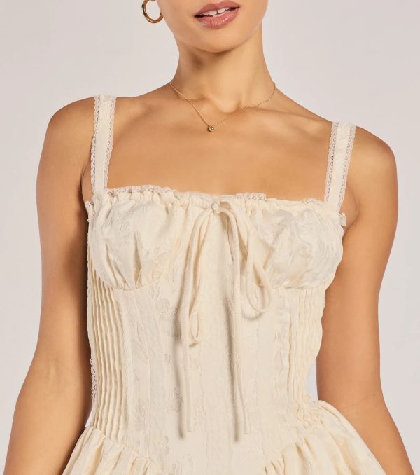 Flirt It Up Floral Jacquard Satin Corset Skater Dress - Image 4