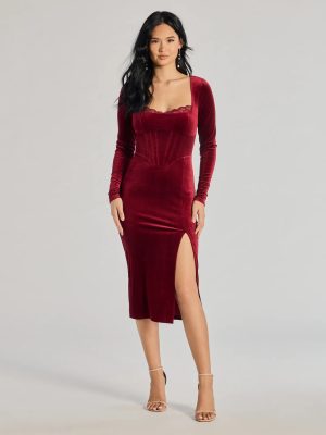 Enchanted Allure Velvet Corset Midi Dress