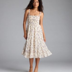 Effortless Love Ruffled Floral Chiffon Midi Dress