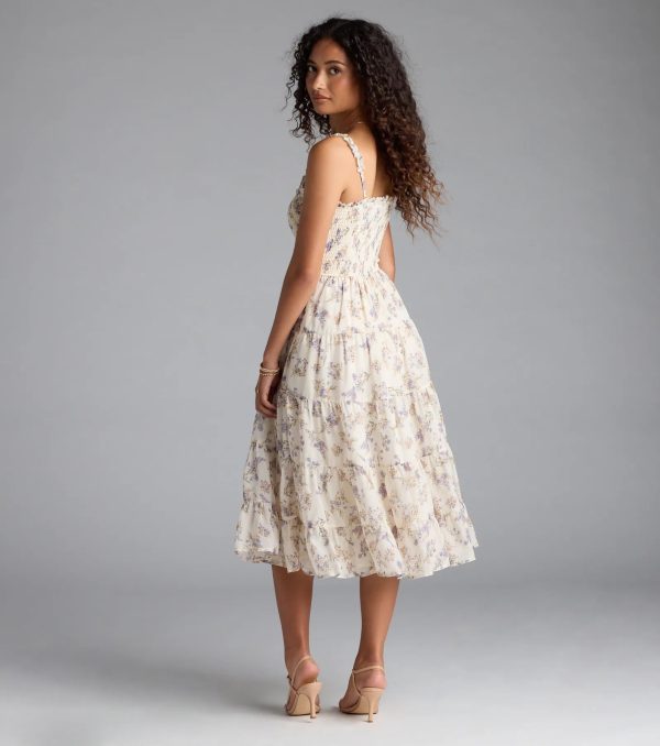 Effortless Love Ruffled Floral Chiffon Midi Dress - Image 2