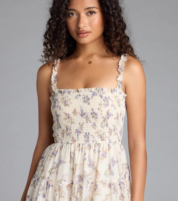 Effortless Love Ruffled Floral Chiffon Midi Dress - Image 3