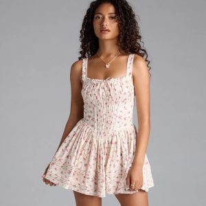 All Day Cuteness Floral Corset Skater Dress