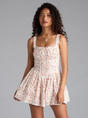 All Day Cuteness Floral Corset Skater Dress