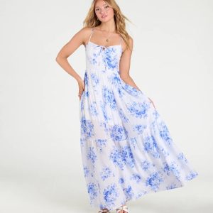 Sunshine Dream Open Tie Back Floral Maxi Dress