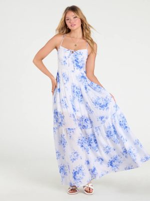 Sunshine Dream Open Tie Back Floral Maxi Dress
