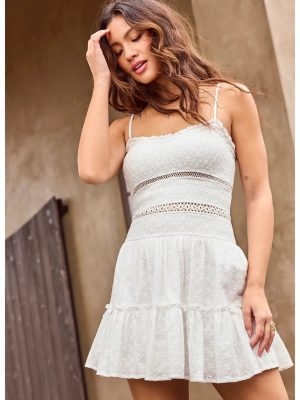 Sweetest Day Scoop Neck Ruffle Eyelet Skater Dress
