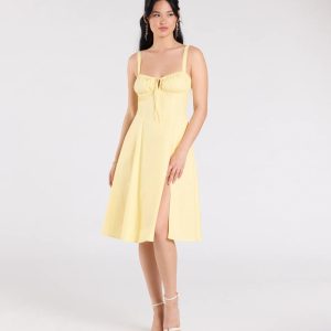 Playful And Pretty Corset Lace-Up Midi Dress