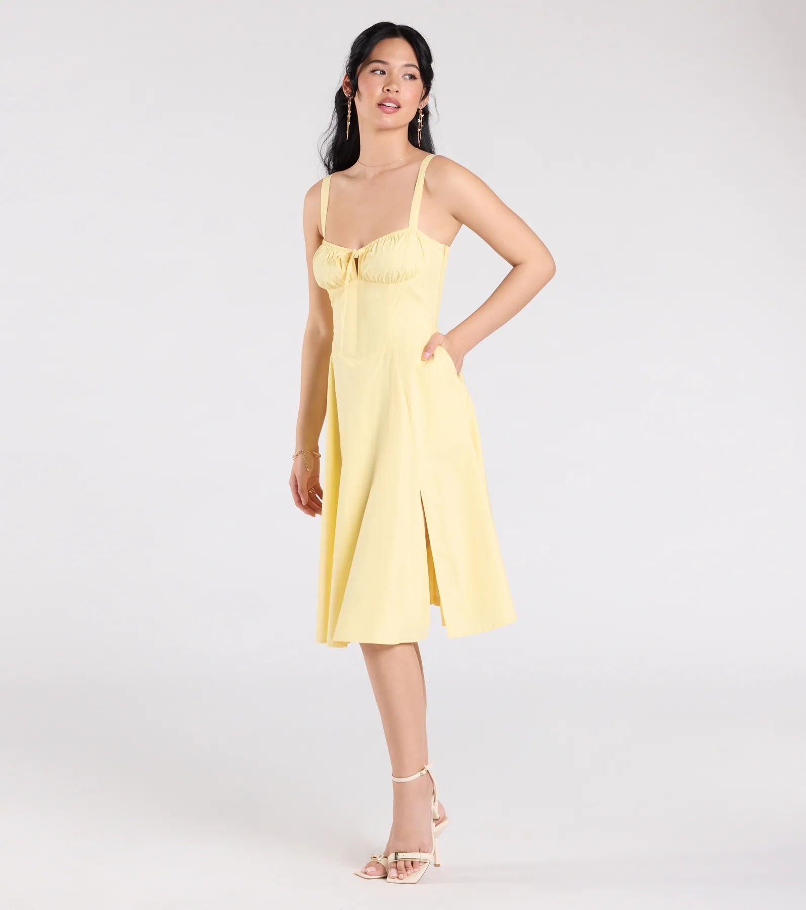 Playful And Pretty Corset Lace-Up Midi Dress - Image 4